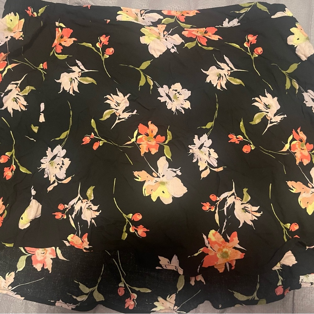 SO Black Floral Mini Skirt